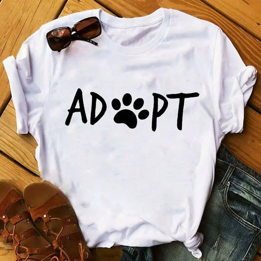 Women's Casual Cartoon Cat Paw Print T-Shirt