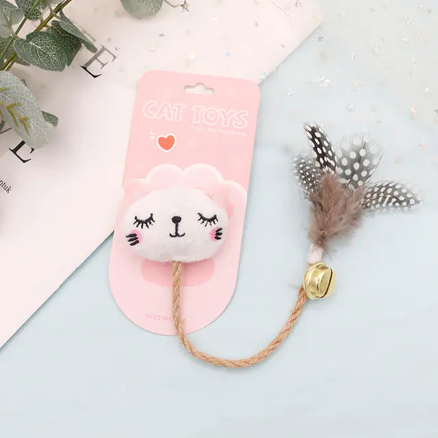 Funny Cat Toy with Feather, Bell, & Hemp Rope
