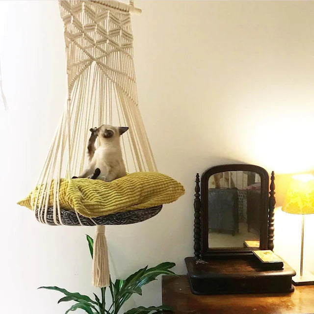 Cat Swing Pet Bed Handmade Lace Design