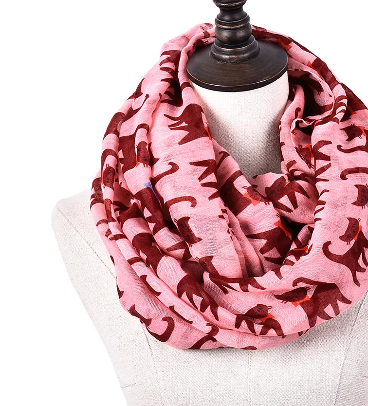 Cartoon Cat Print Scarf - Bali Style Silk Scarf
