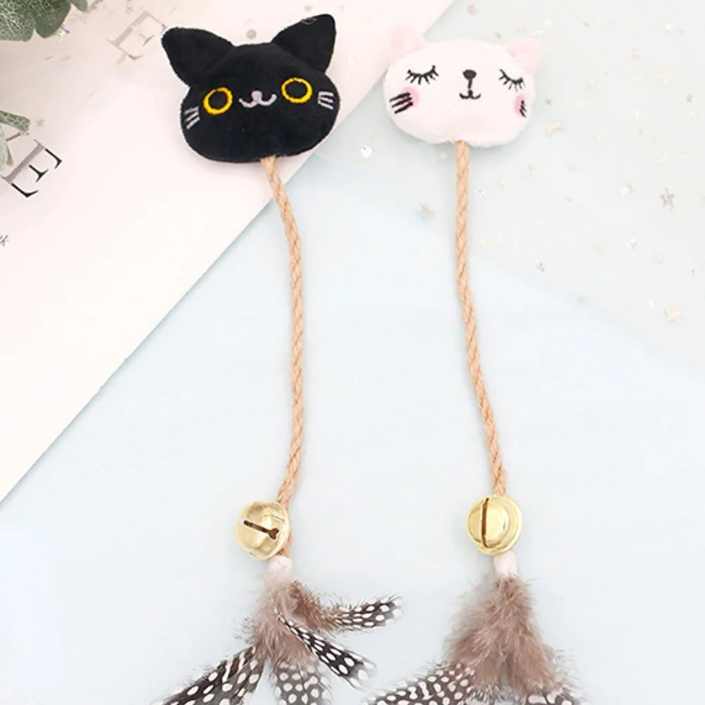 Funny Cat Toy with Feather, Bell, & Hemp Rope