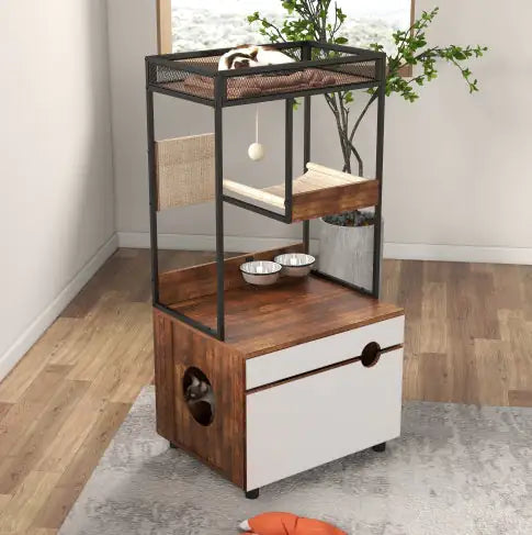 Cat Litter Box Enclosures With Cat Tree Tower