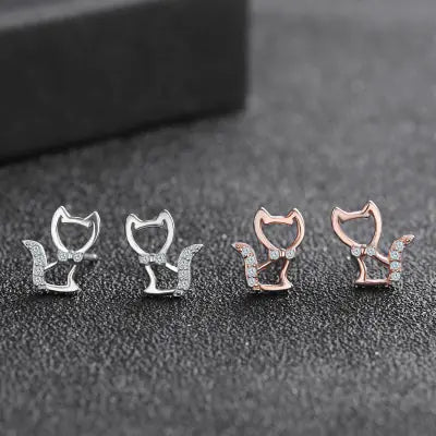 Cute Cat S925 Sterling Silver Earrings