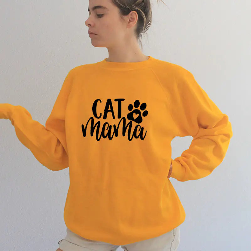 Sweatshirt with Cat Mama Design