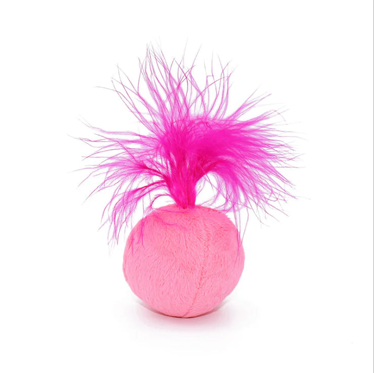 Sounding Catnip Ball Toy with Bell and Feather
