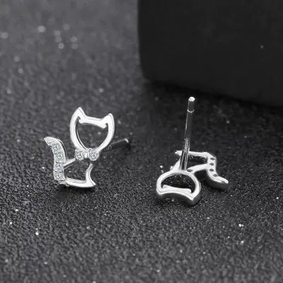 Cute Cat S925 Sterling Silver Earrings