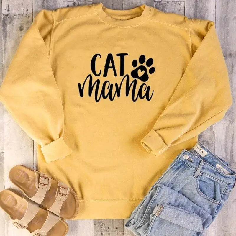 Sweatshirt with Cat Mama Design