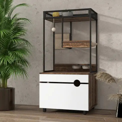 Cat Litter Box Enclosures With Cat Tree Tower