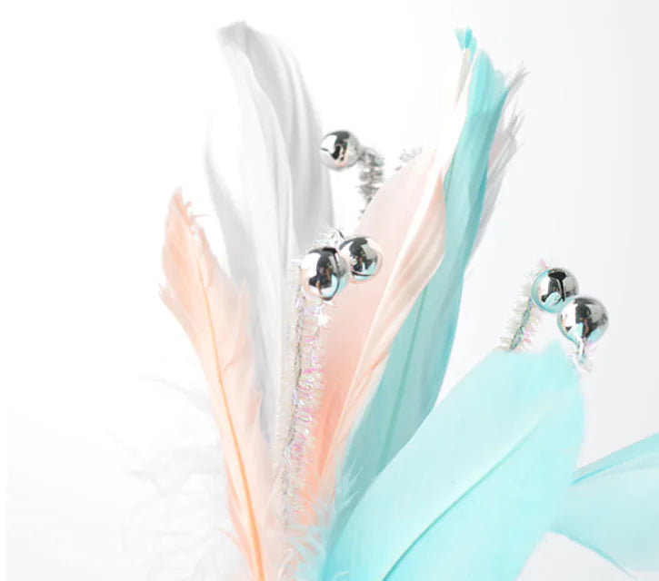 Feather Cat Teaser Wand w/Acrylic Tube & Bell