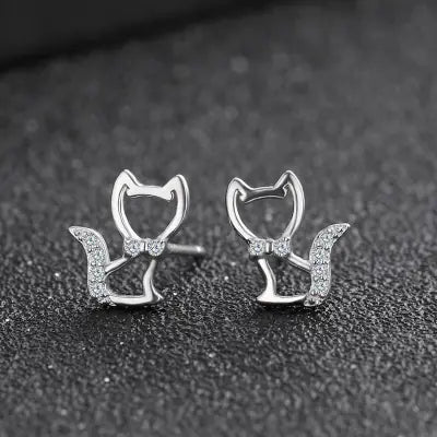 Cute Cat S925 Sterling Silver Earrings