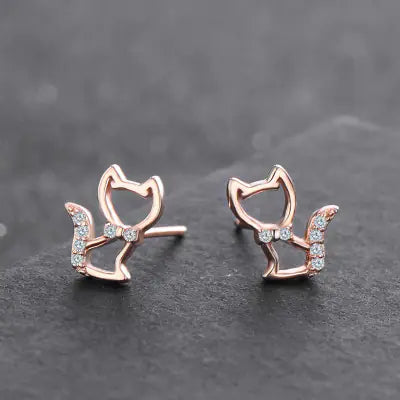 Cute Cat S925 Sterling Silver Earrings