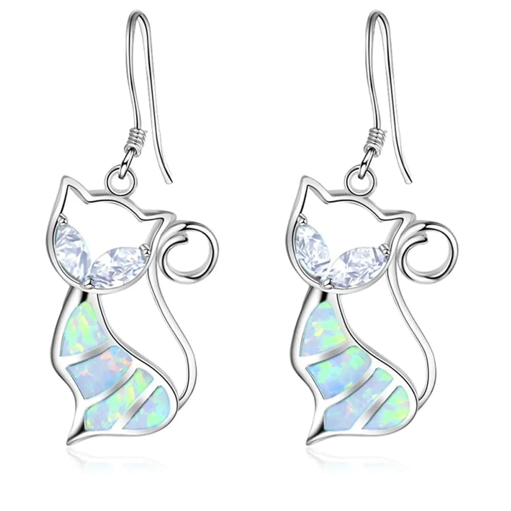 Creative Cat Opal Earrings - Cat Jewelry Accessories