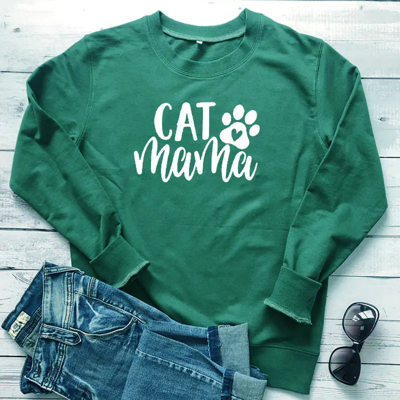 Sweatshirt with Cat Mama Design