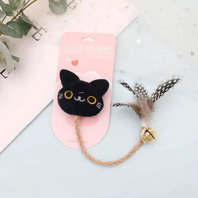 Funny Cat Toy with Feather, Bell, & Hemp Rope