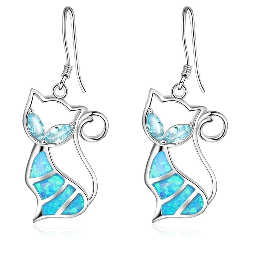 Creative Cat Opal Earrings - Cat Jewelry Accessories