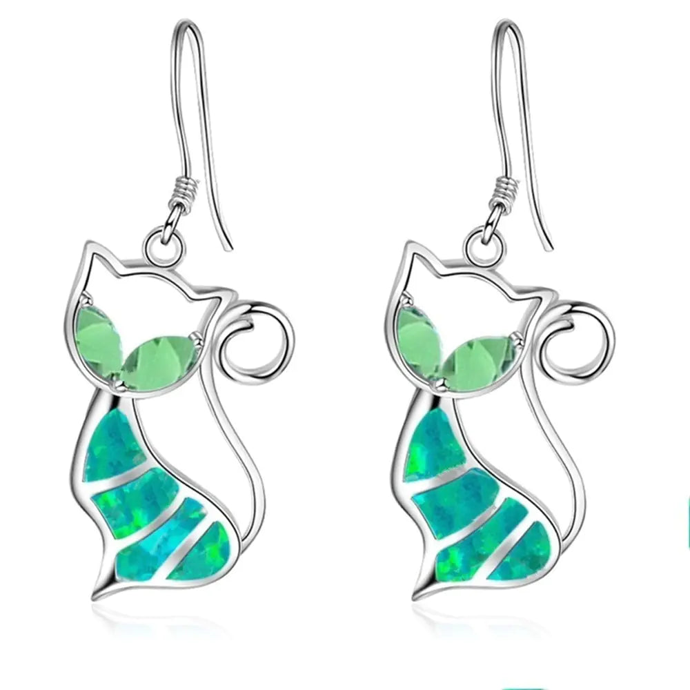 Creative Cat Opal Earrings - Cat Jewelry Accessories