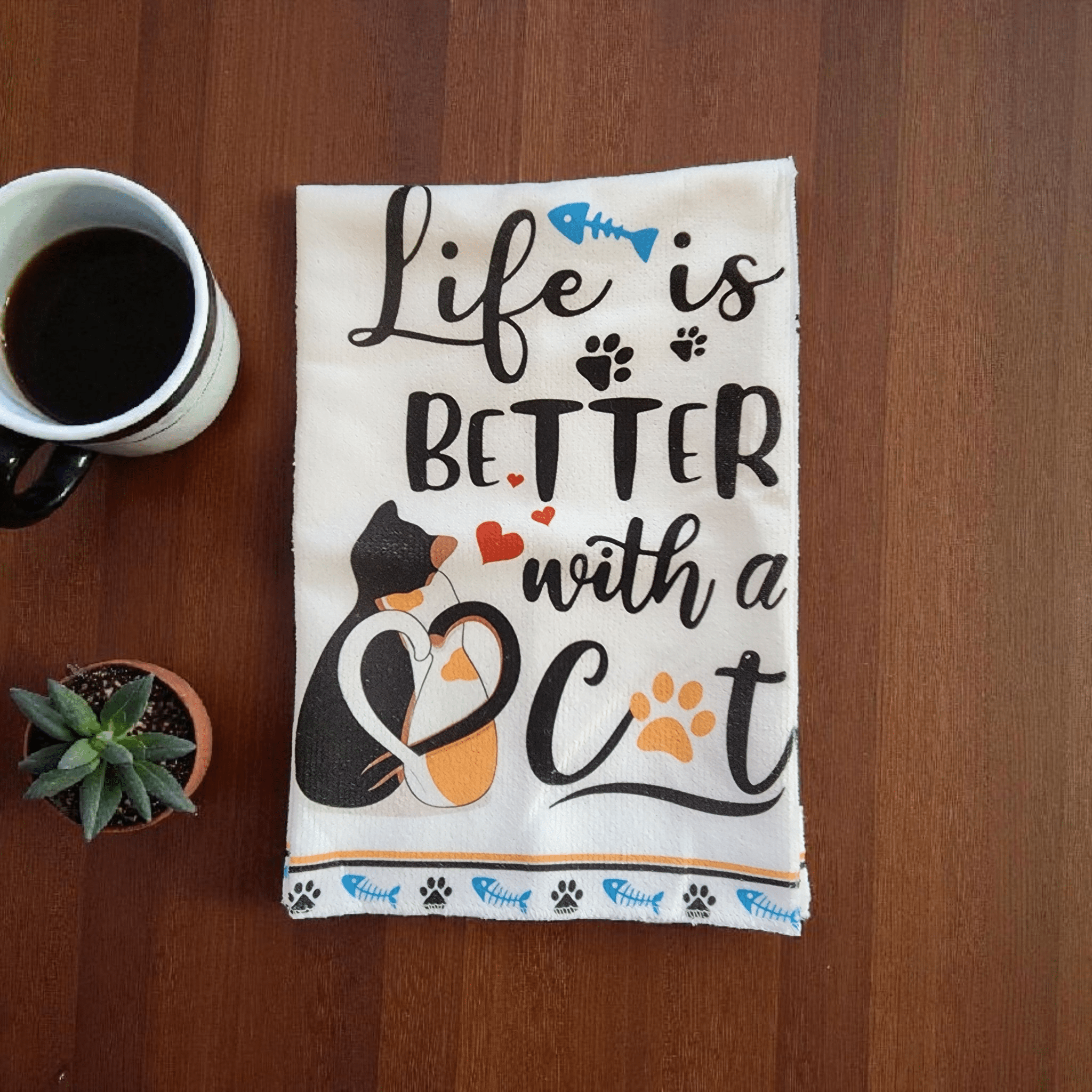 Cat Themed Kitchen Dish Cloth - Feline the Love