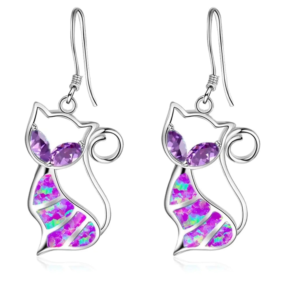 Creative Cat Opal Earrings - Cat Jewelry Accessories