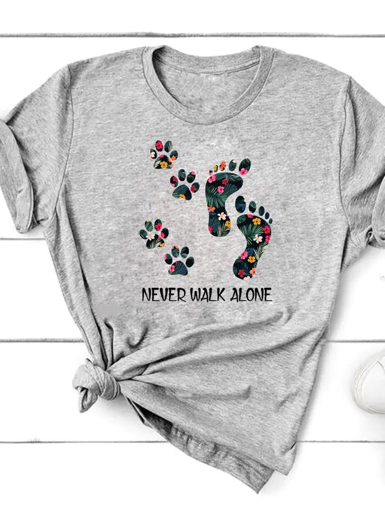 Graphic Cat Print T-Shirt for Women - Short Sleeve - Feline the Love