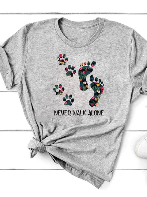 Graphic Cat Print T-Shirt for Women - Short Sleeve - Feline the Love