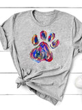 Graphic Cat Print T-Shirt for Women - Short Sleeve - Feline the Love