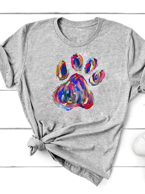 Graphic Cat Print T-Shirt for Women - Short Sleeve - Feline the Love