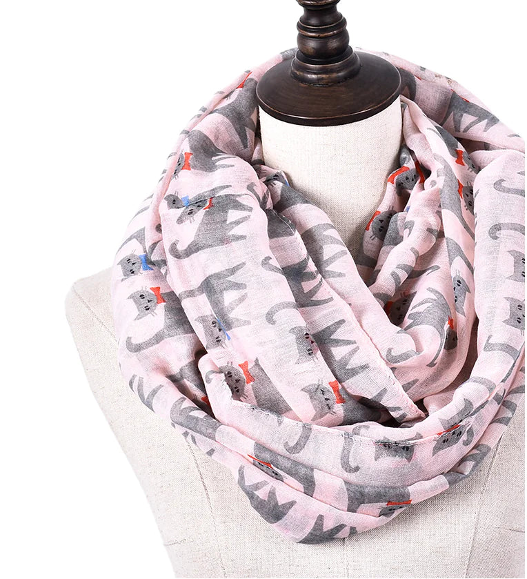 Cartoon Cat Print Scarf - Bali Style Silk Scarf