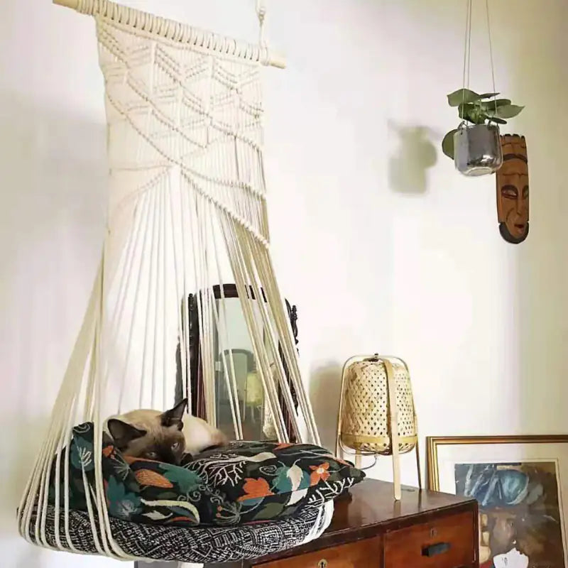 Cat Swing Pet Bed Handmade Lace Design