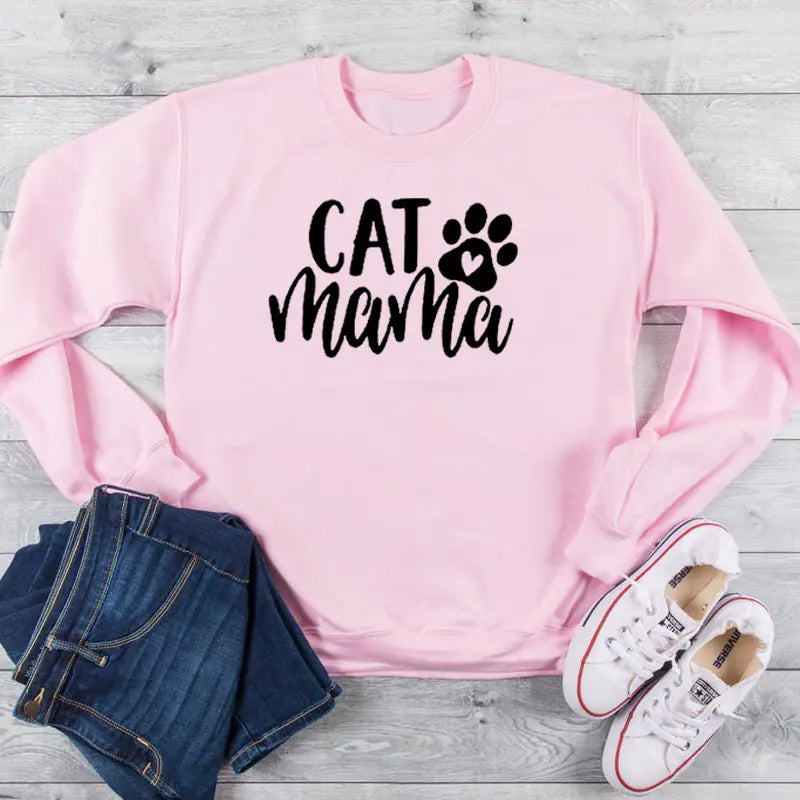 Sweatshirt with Cat Mama Design