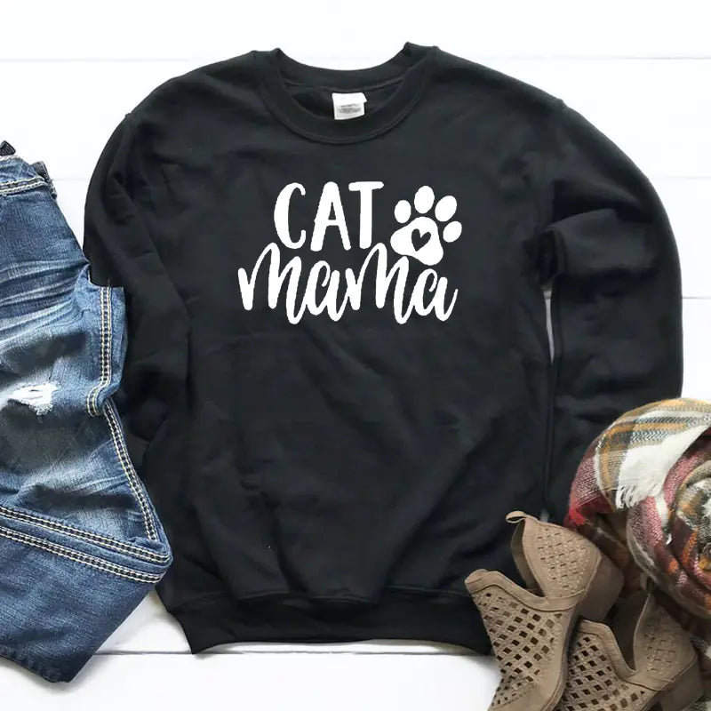 Sweatshirt with Cat Mama Design