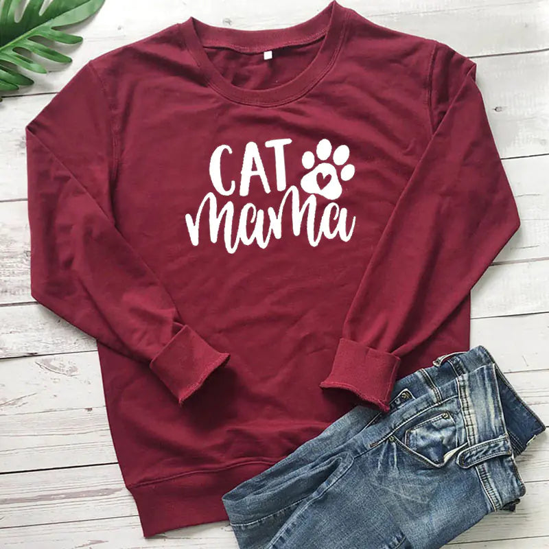 Sweatshirt with Cat Mama Design