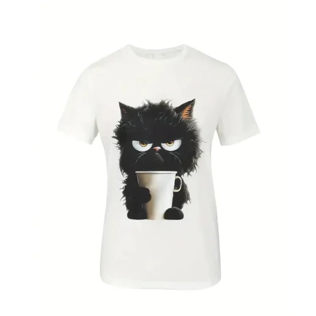 Women's Funny Cat Print T-Shirt - Feline the Love