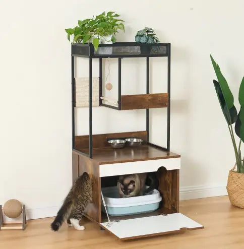 Cat Litter Box Enclosures With Cat Tree Tower