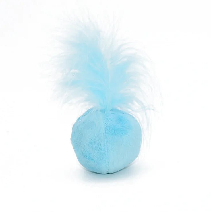 Sounding Catnip Ball Toy with Bell and Feather